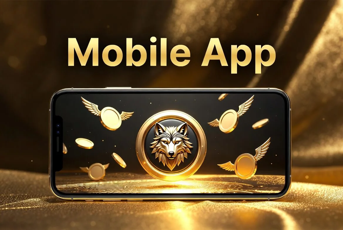Wolf Winner app download screen showing the Android APK install on a handset